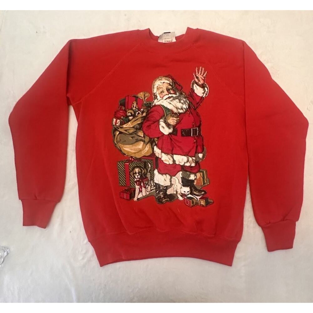Lee Red Santa Claus Christmas Sweatshirt Women’s M Cotton Blend Fleece 90s